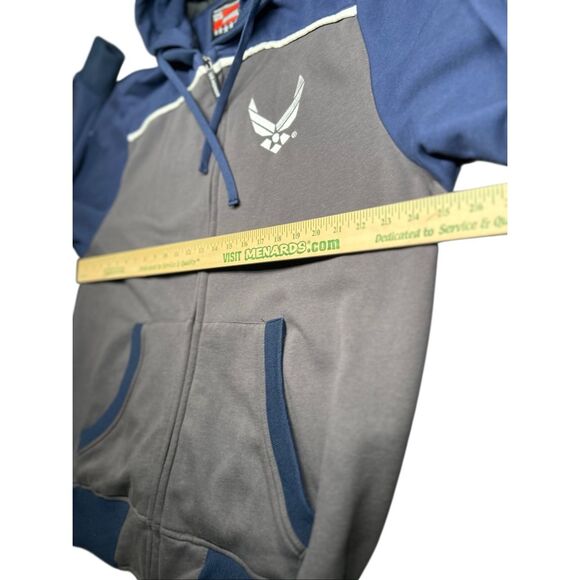US HONOR US Air Force Full-Zip Hooded Sweatshirt Men's XL Gray Navy - Picture 8 of 13
